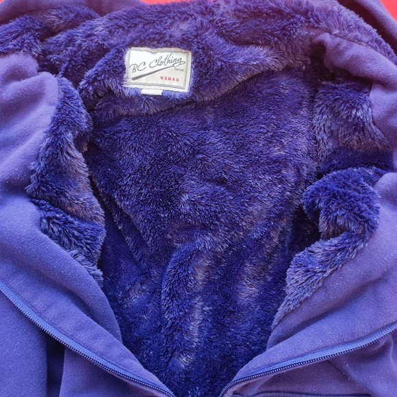 BC Clothing purple zip up winter hoodie fleece lined warm women's Youth size XL - Picture 3 of 5